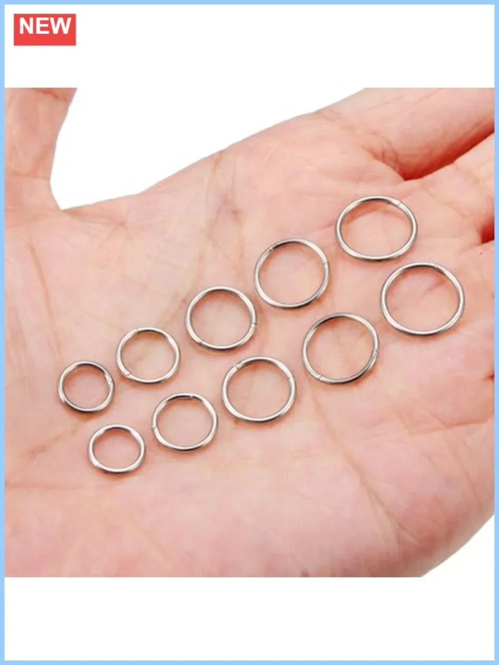 10pc 20G Surgical Steel Hinged Clicker Nose Ring Hoop Septum Cartilage Earring
